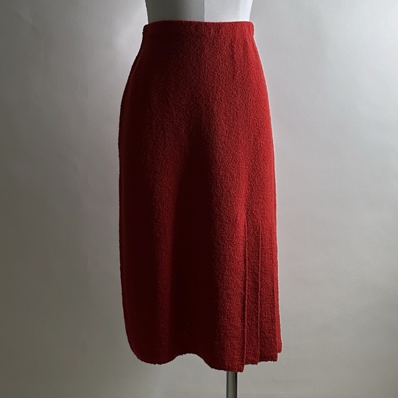 Vintage 80's Designer Adolfo Red Bouclé Wool Set with Lady Jacket & Skirt - Picture 12 of 12